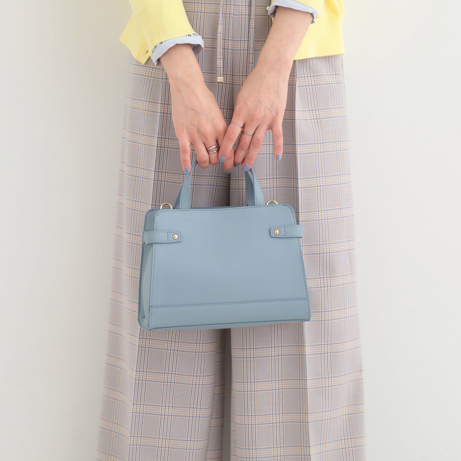 SHOO･LA･RUE「【2WAY】サイドベルトが上品 ミニトートバッグ」|ショルダー・メッセンジャー|ブルー(092)