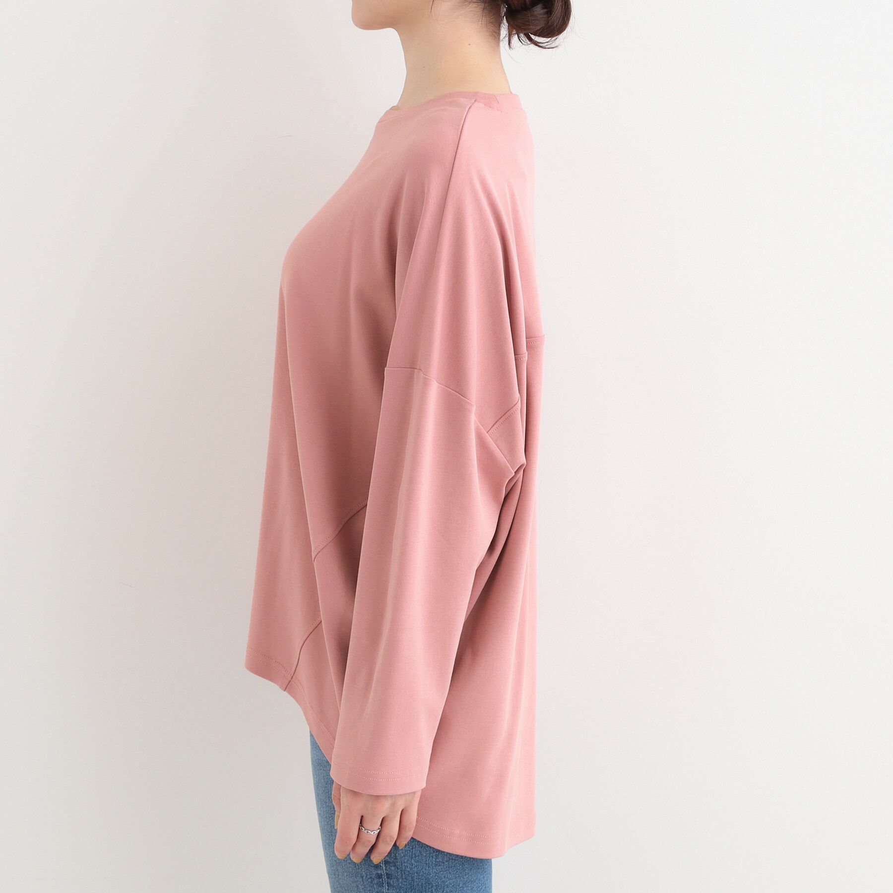 SHOO･LA･RUE「【洗濯機可/UV/綿100％】体系カバーの叶う 七分袖ゆるトップス」|Tシャツ・カットソー|