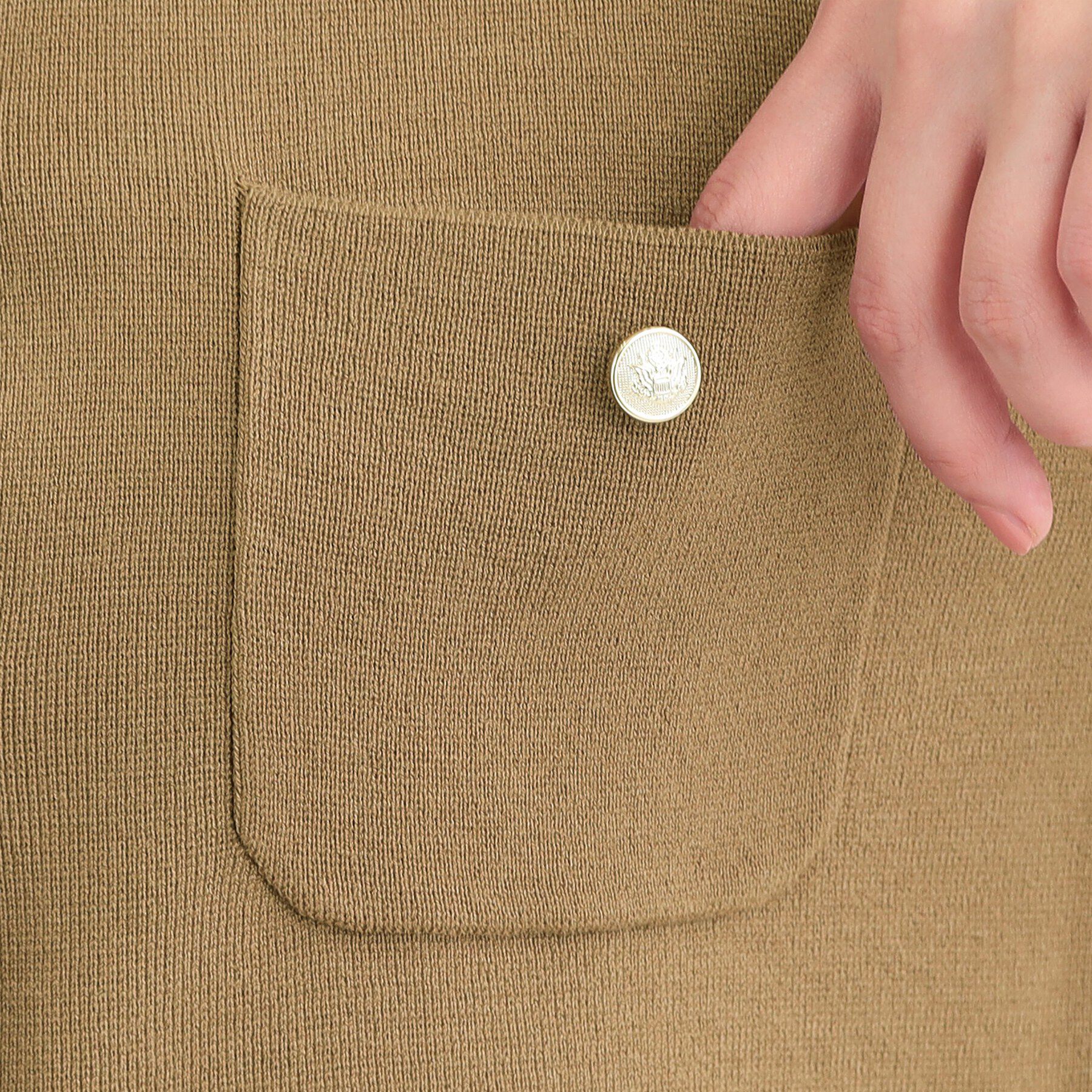 SHOO･LA･RUE「【S-LL/洗濯機可】金ボタン5分袖カーディガン」|カーディガン|