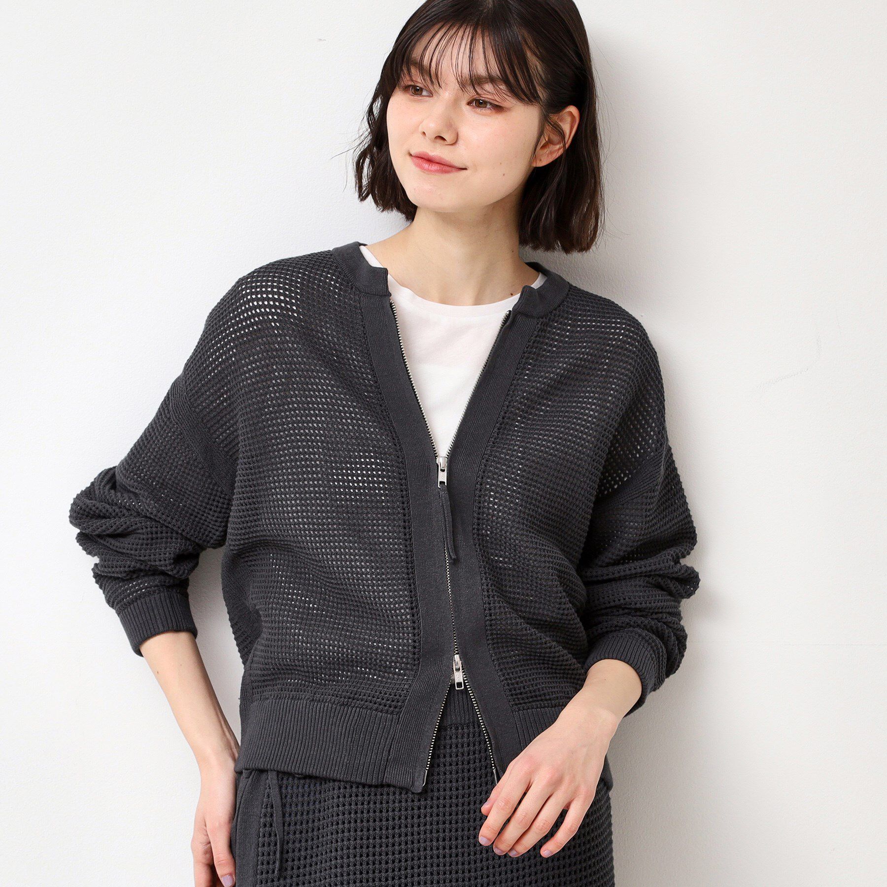 Dessin「【セットアップ可能・洗える】コットンメッシュブルゾン」|ブルゾン・スタジャン|チャコールグレー(0