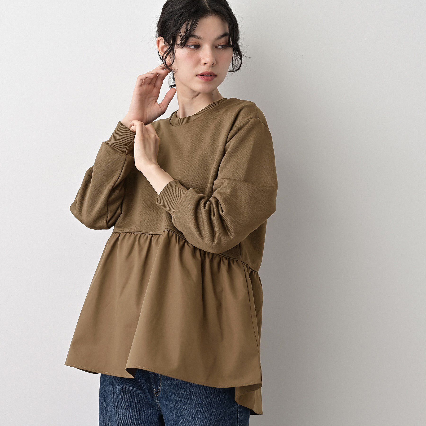 Dessin「【体型カバー/洗える】ペプラムスウェット」|Tシャツ・カットソー|