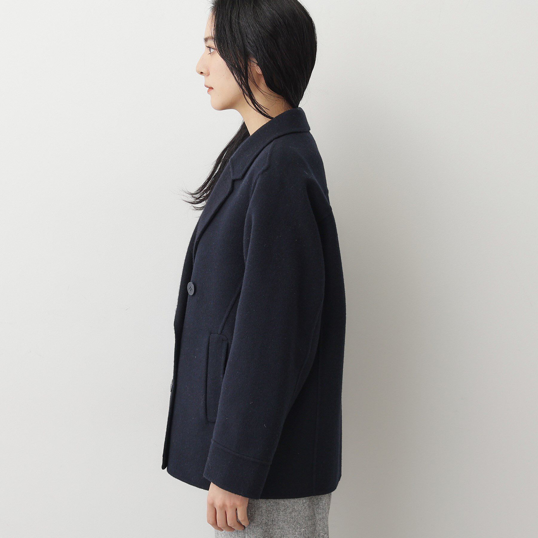 Dessin「【洗える】ウール混リバーメルトンコート」|ピーコート|