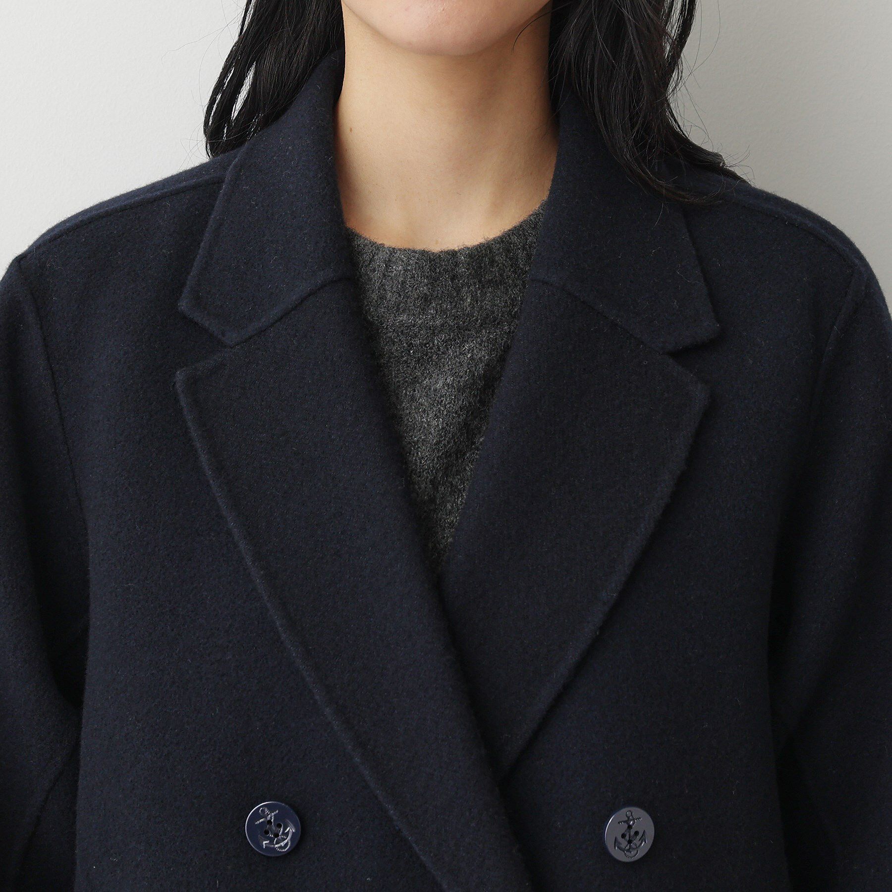 Dessin「【洗える】ウール混リバーメルトンコート」|ピーコート|