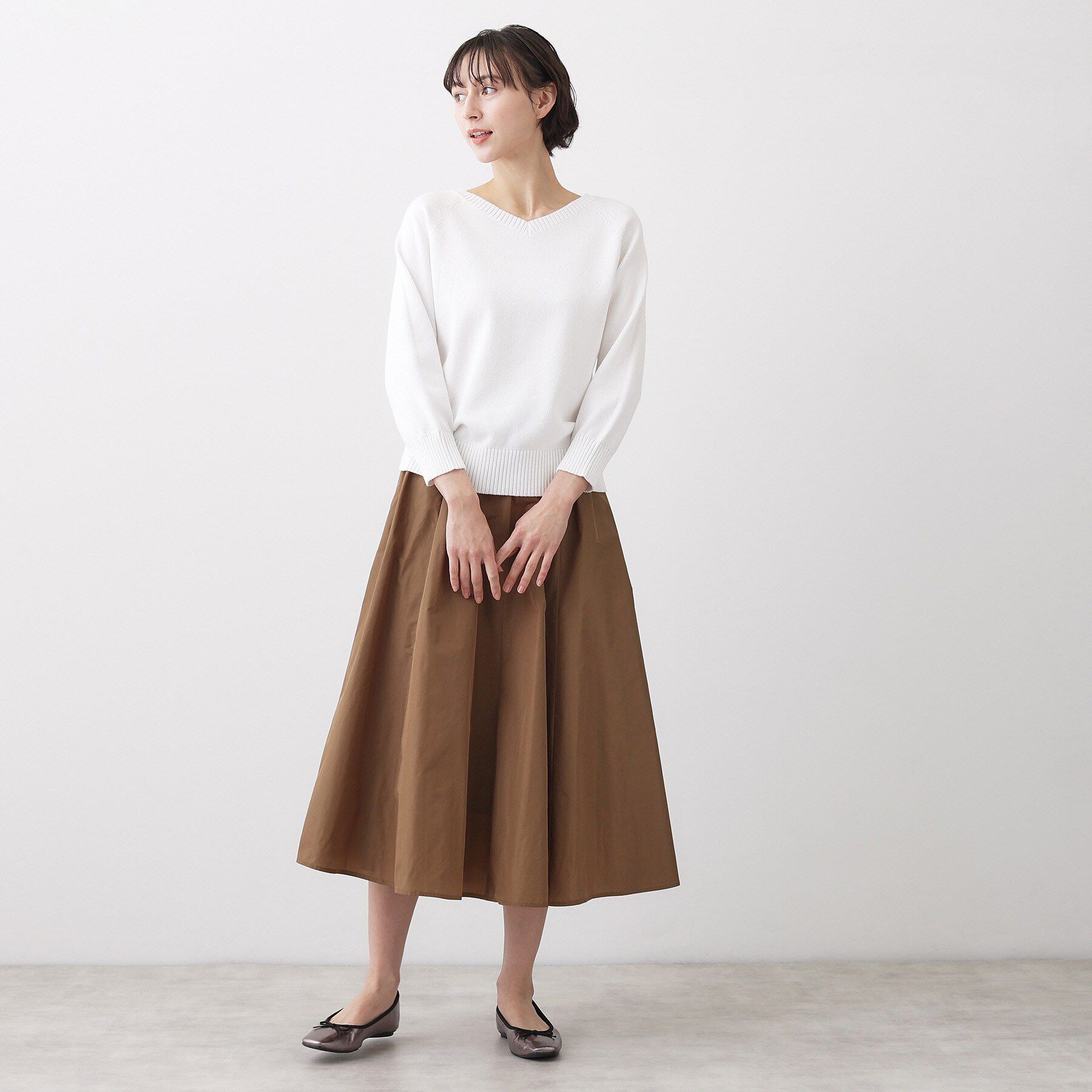 Dessin「【洗える】コットンVネックニット」|ニット・セーター|