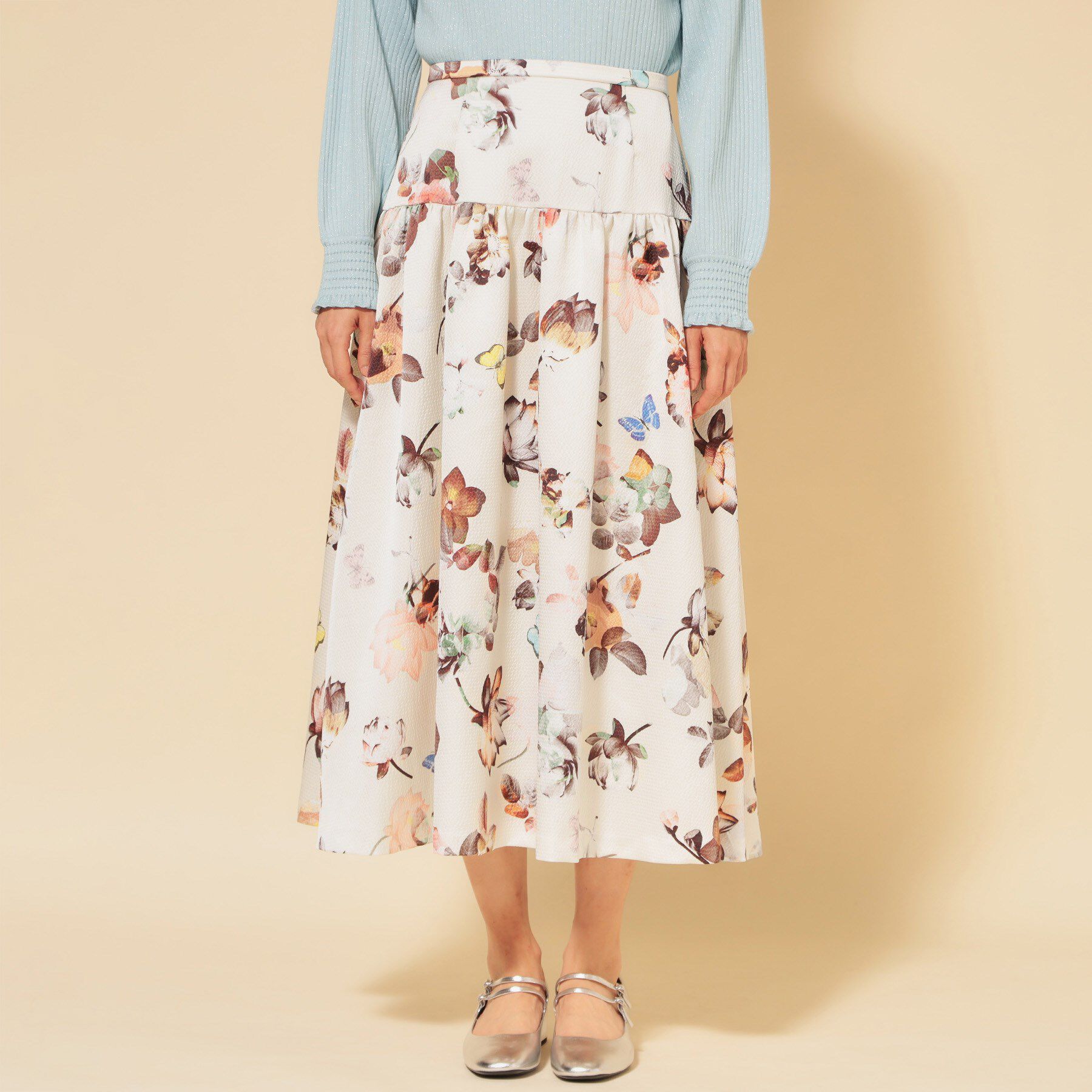 SunaUna「【COLLECTION LINE】花柄タックスカート」|スカート|