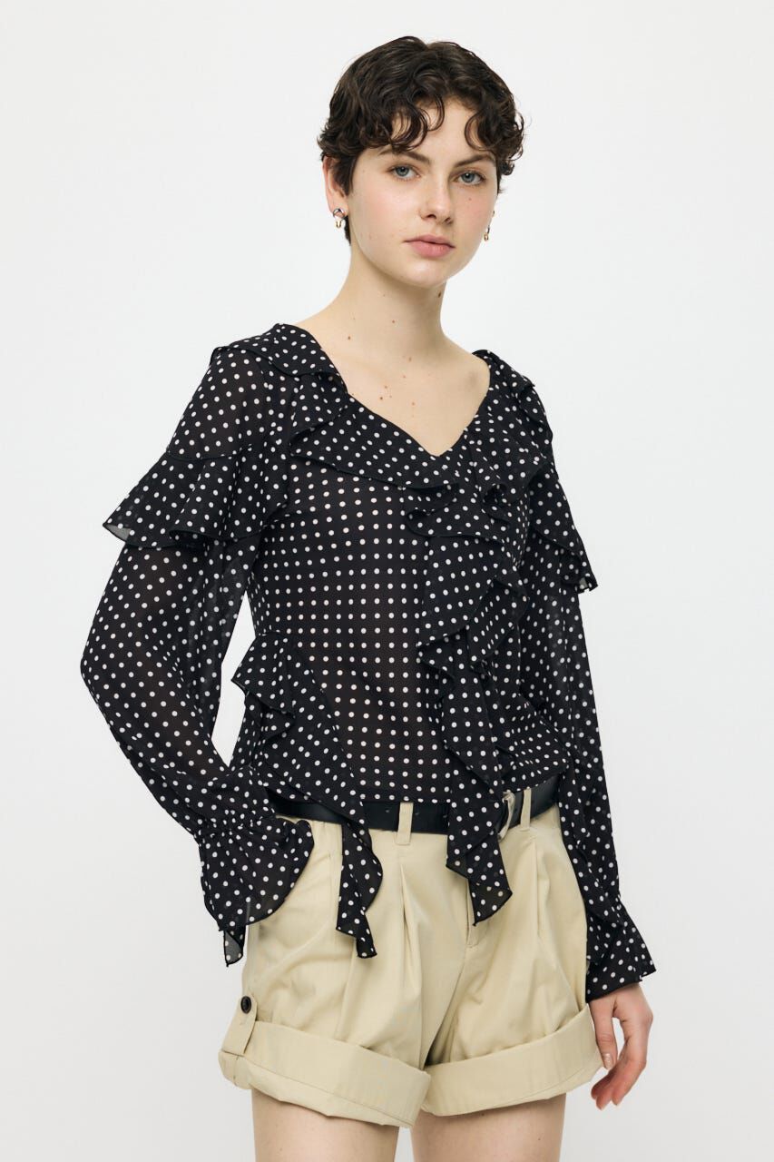 MOUSSY「CHIFFON RUFFLE  ブラウス」|シャツ・ブラウス|