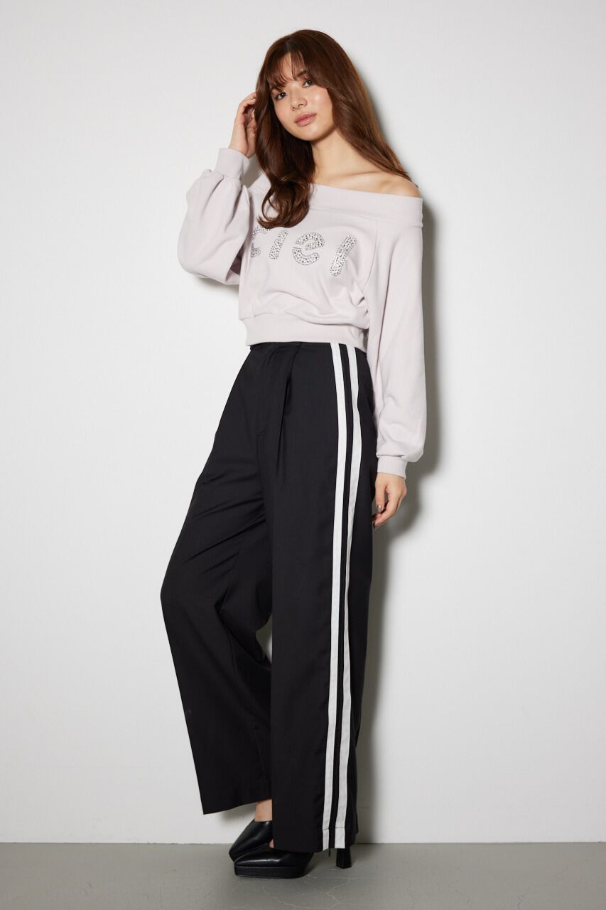 rienda「サイドWラインジャストウエスト パンツ」|その他|BLK