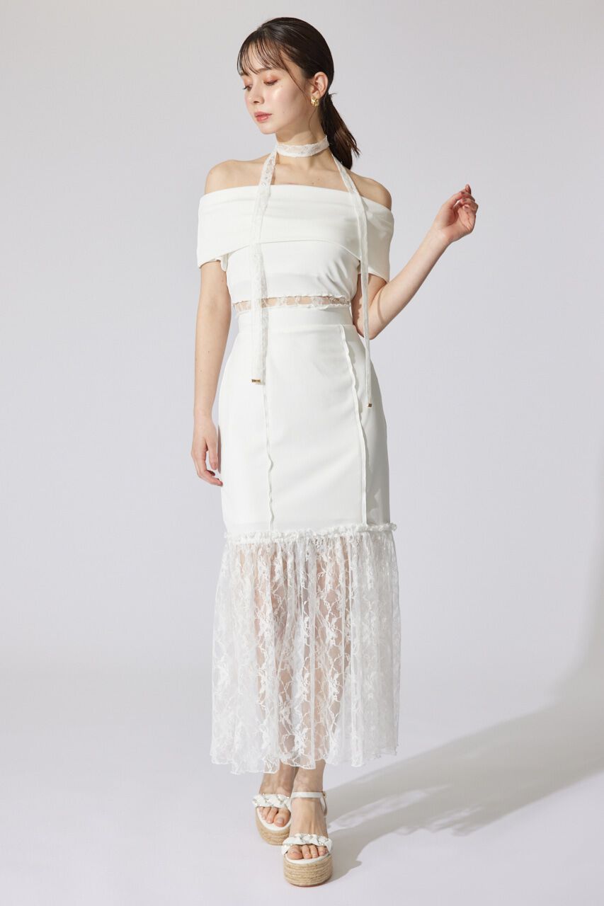 rienda「レースコンビオフショルカットワンピース」|ワンピース|WHT