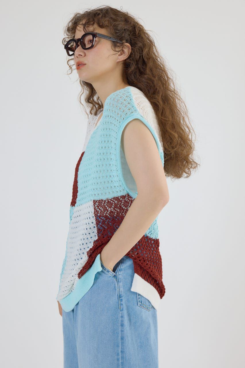 RODEO CROWNS「2WAY パッチワークニットベスト」|タンクトップ|