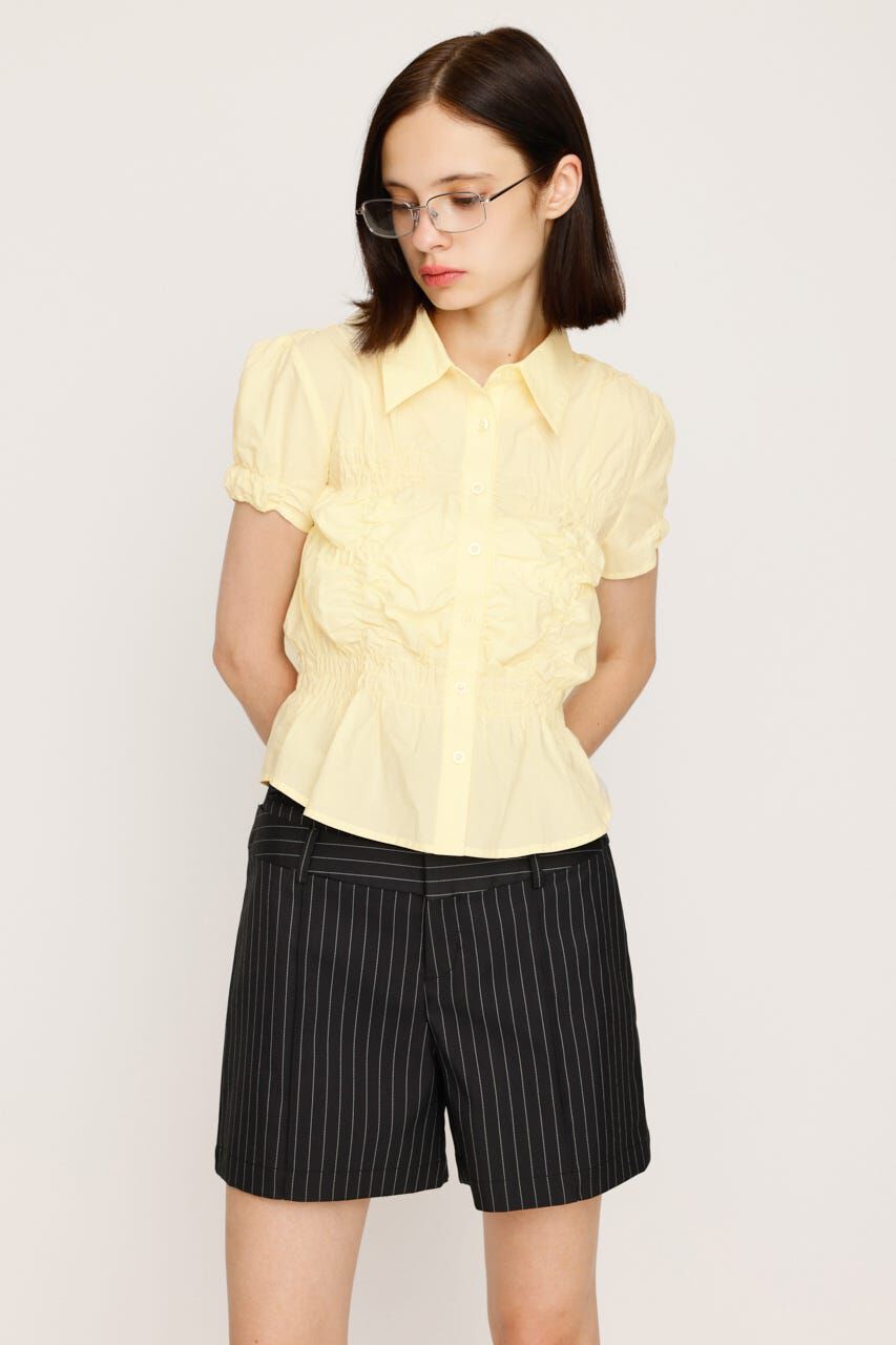 SLY「RANDOM SHIRRING S／SLEEVE トップス」|シャツ・ブラウス|