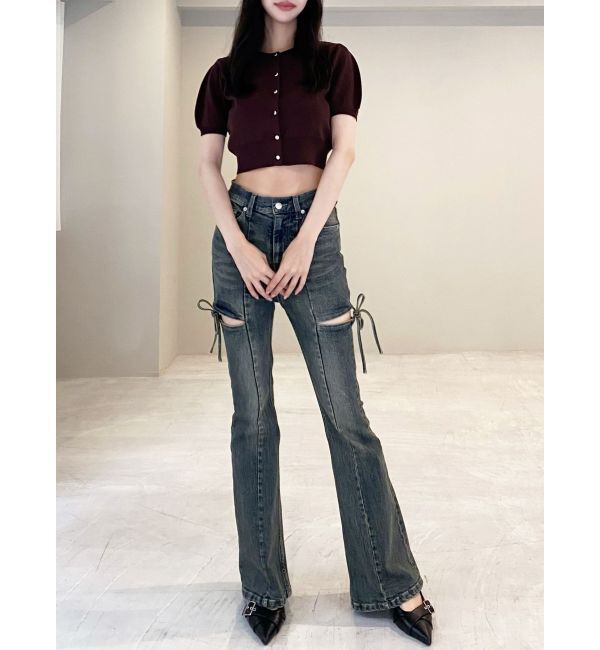 RESEXXY「クルーネックハーフスリーブニットカーデ」|カーディガン|