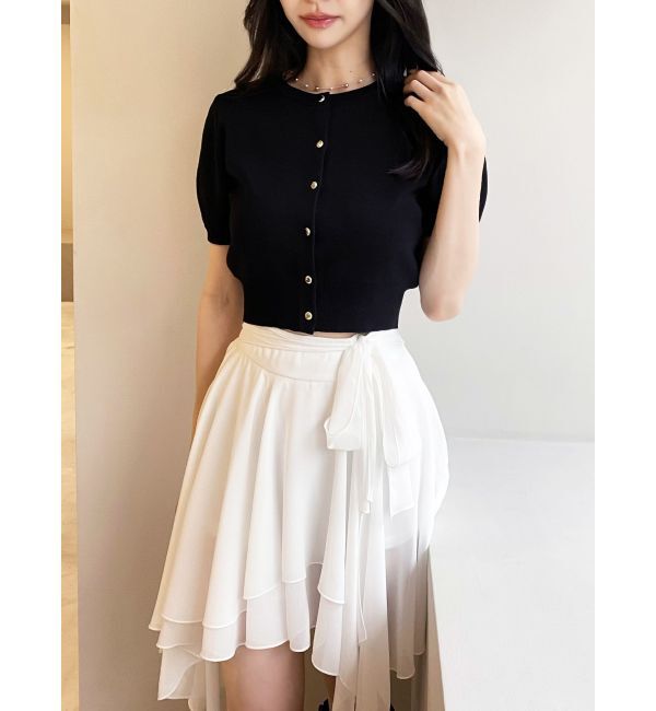 RESEXXY「クルーネックハーフスリーブニットカーデ」|カーディガン|