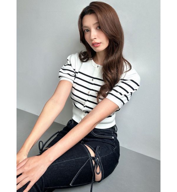 RESEXXY「クルーネックハーフスリーブニットカーデ」|カーディガン|