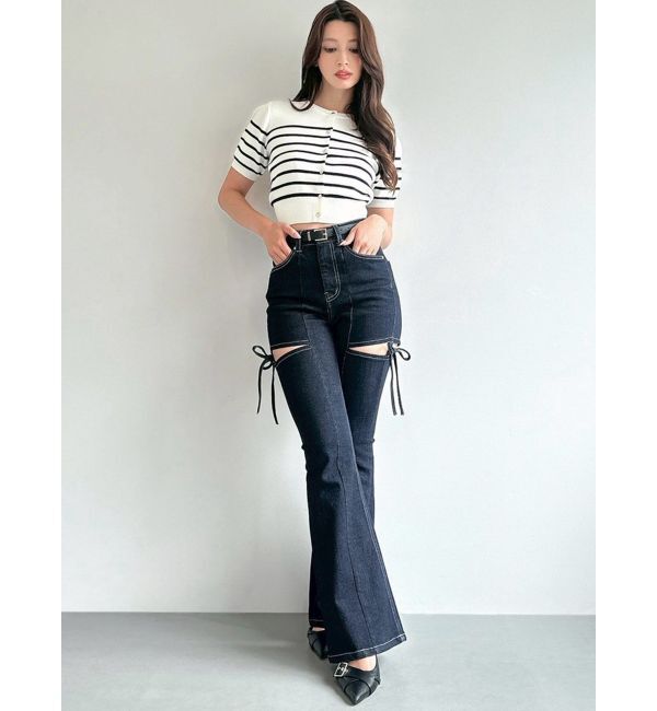 RESEXXY「クルーネックハーフスリーブニットカーデ」|カーディガン|