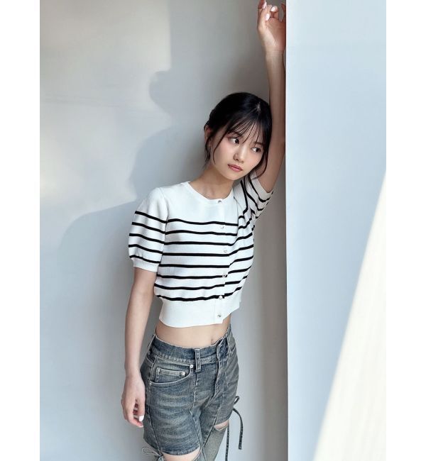 RESEXXY「クルーネックハーフスリーブニットカーデ」|カーディガン|