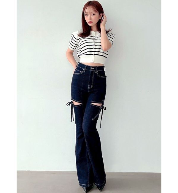 RESEXXY「クルーネックハーフスリーブニットカーデ」|カーディガン|