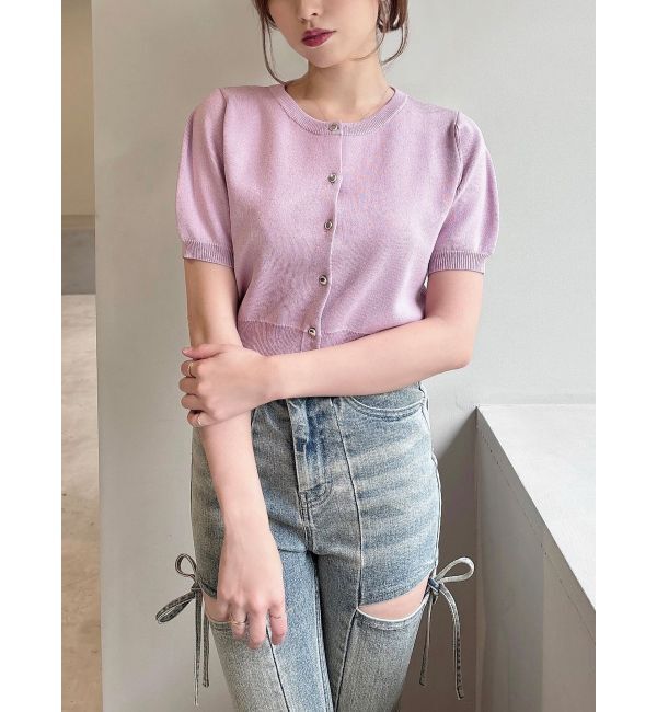 RESEXXY「クルーネックハーフスリーブニットカーデ」|カーディガン|