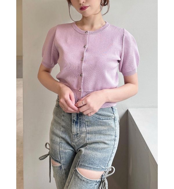 RESEXXY「クルーネックハーフスリーブニットカーデ」|カーディガン|