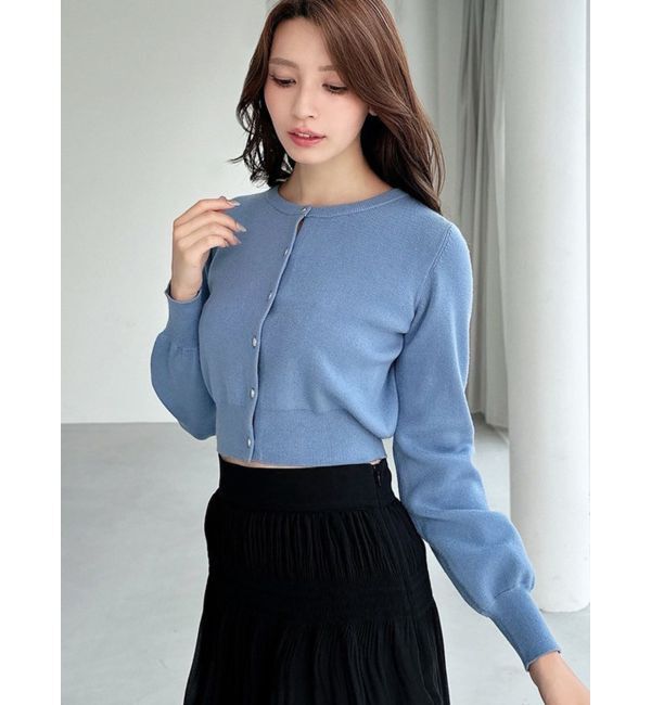 RESEXXY「クルーネックニットカーデ」|カーディガン|ブルー