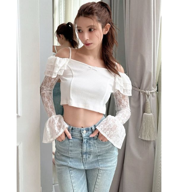 RESEXXY「スリーブレースリブカットトップス」|Tシャツ・カットソー|