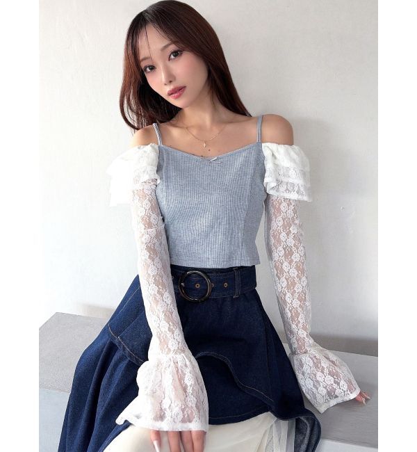 RESEXXY「スリーブレースリブカットトップス」|Tシャツ・カットソー|