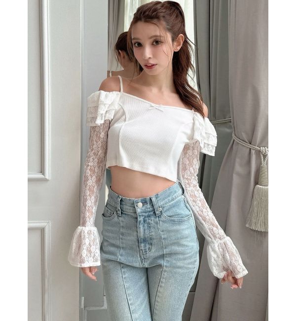 RESEXXY「スリーブレースリブカットトップス」|Tシャツ・カットソー|