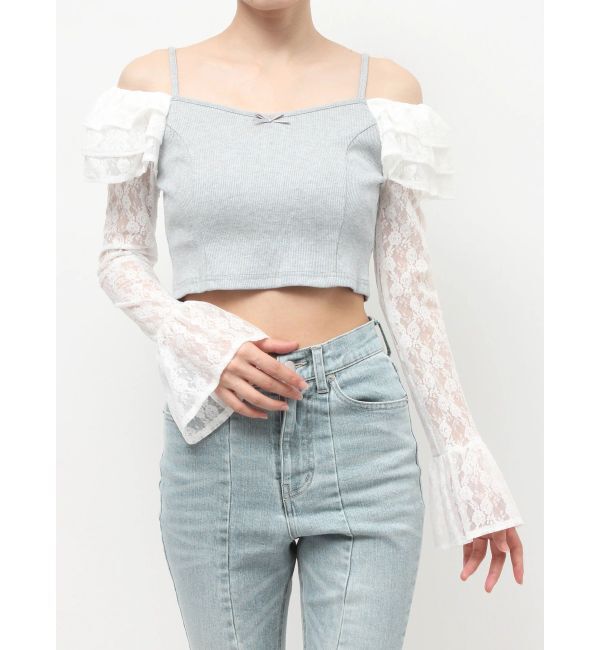 RESEXXY「スリーブレースリブカットトップス」|Tシャツ・カットソー|