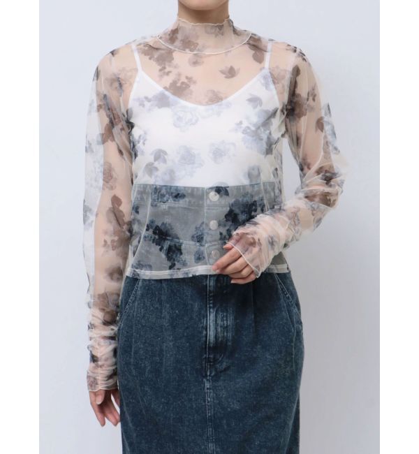 dazzlin「フラワーチュールシアートップス」|Tシャツ・カットソー|ネイビー