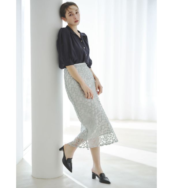 dazzlin「【藤井サチコラボ】マーガレットフラワータイトスカート」|スカート|ブルー