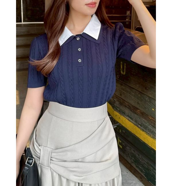 dazzlin「ダブルカラーケーブルレイヤードニット」|ニット・セーター|