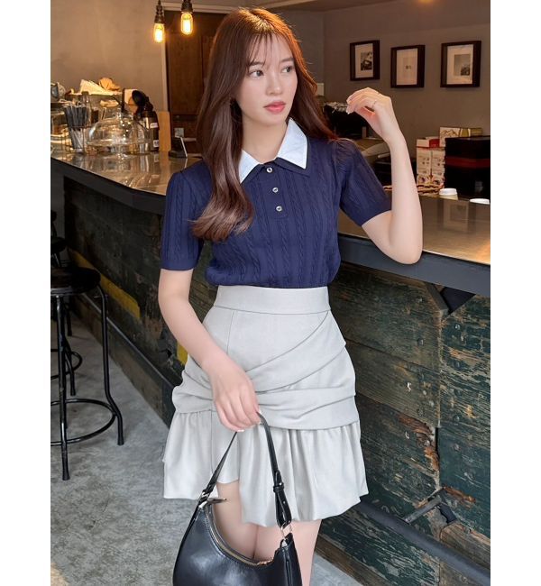 dazzlin「ダブルカラーケーブルレイヤードニット」|ニット・セーター|