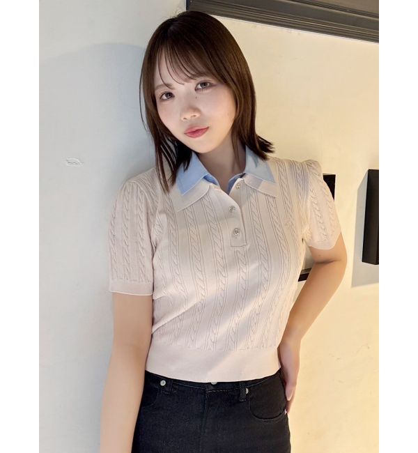 dazzlin「ダブルカラーケーブルレイヤードニット」|ニット・セーター|