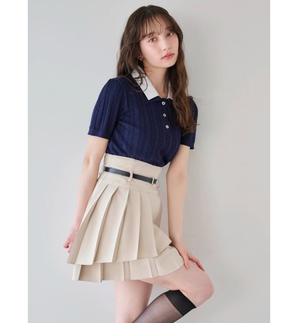 dazzlin「ダブルカラーケーブルレイヤードニット」|ニット・セーター|