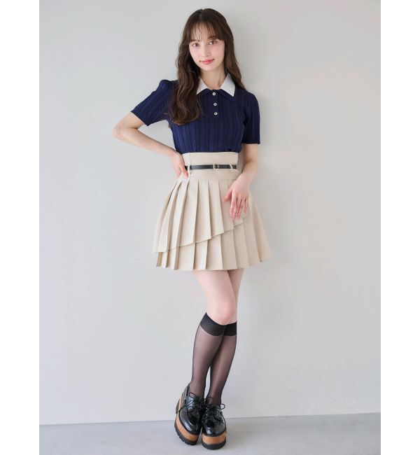 dazzlin「ダブルカラーケーブルレイヤードニット」|ニット・セーター|