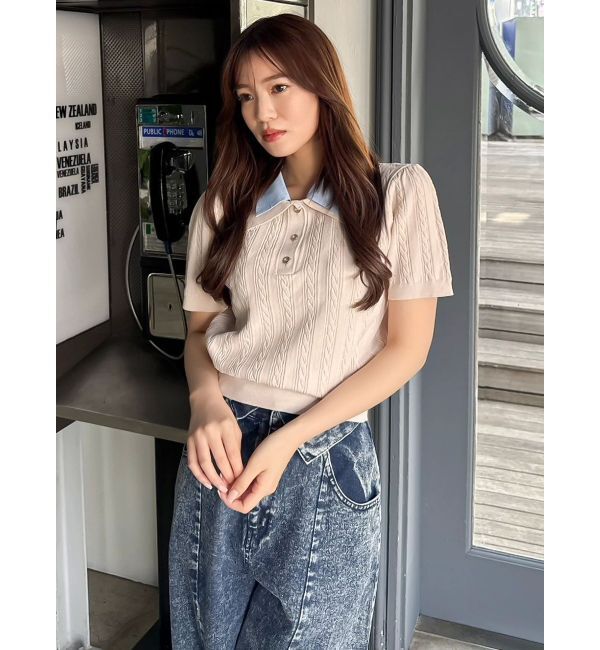 dazzlin「ダブルカラーケーブルレイヤードニット」|ニット・セーター|