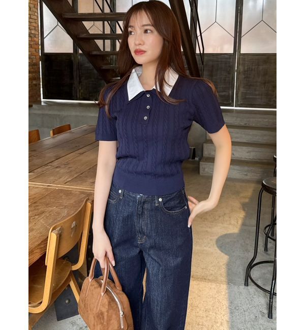 dazzlin「ダブルカラーケーブルレイヤードニット」|ニット・セーター|