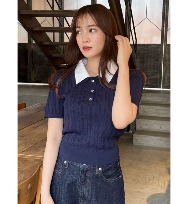 dazzlin「ダブルカラーケーブルレイヤードニット」|ニット・セーター|