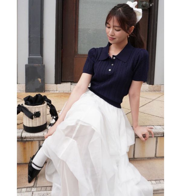 dazzlin「ダブルカラーケーブルレイヤードニット」|ニット・セーター|