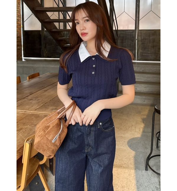 dazzlin「ダブルカラーケーブルレイヤードニット」|ニット・セーター|