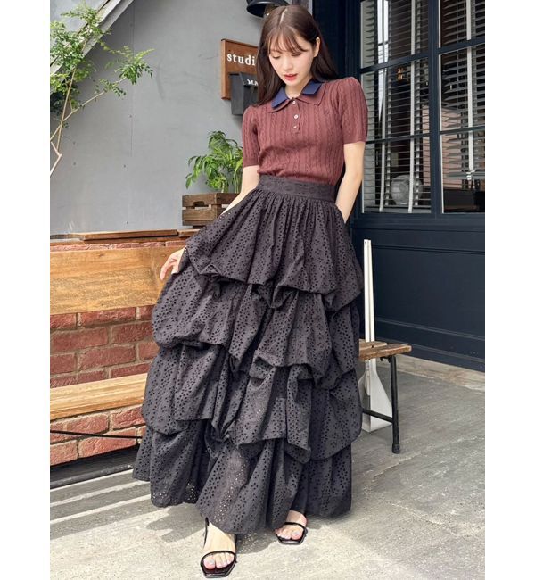 dazzlin「ダブルカラーケーブルレイヤードニット」|ニット・セーター|