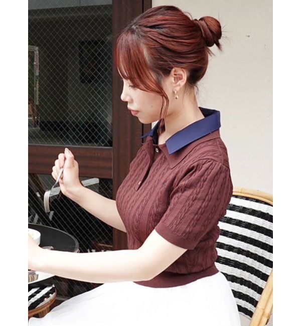 dazzlin「ダブルカラーケーブルレイヤードニット」|ニット・セーター|