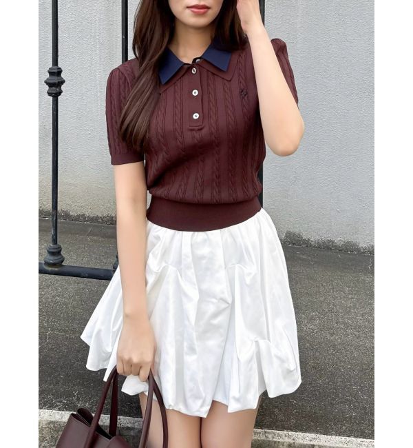 dazzlin「ダブルカラーケーブルレイヤードニット」|ニット・セーター|ブラウン