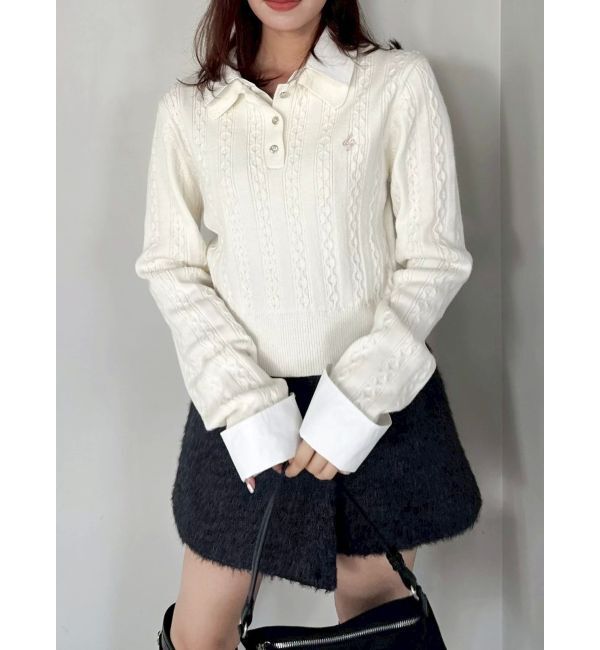 dazzlin「ダブルカラーケーブルレイヤードニット」|ニット・セーター|