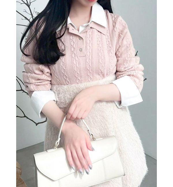 dazzlin「ダブルカラーケーブルレイヤードニット」|ニット・セーター|