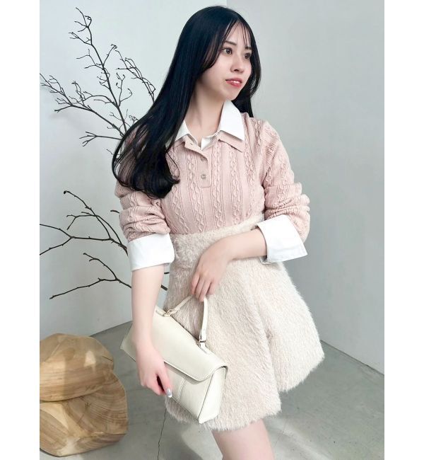 dazzlin「ダブルカラーケーブルレイヤードニット」|ニット・セーター|