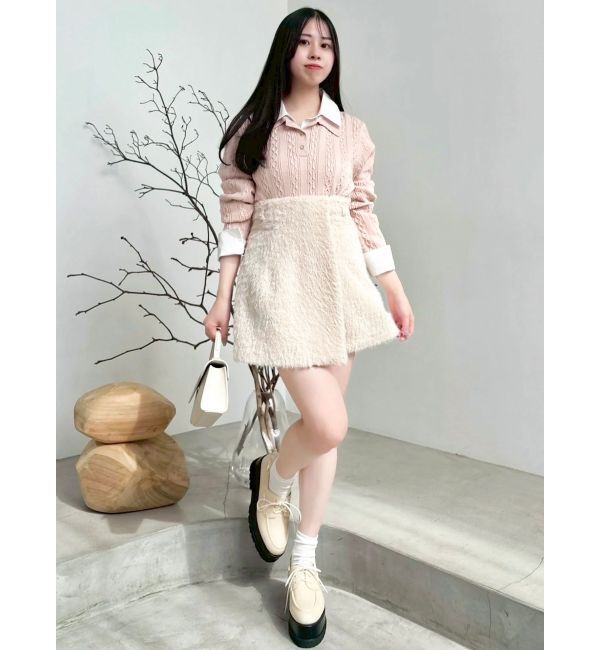 dazzlin「ダブルカラーケーブルレイヤードニット」|ニット・セーター|