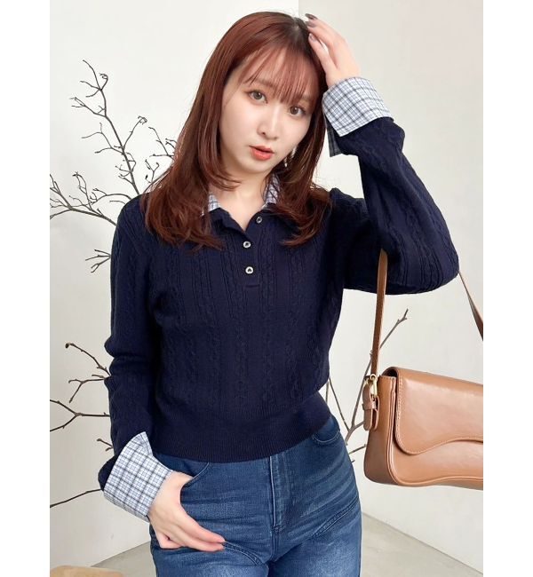 dazzlin「ダブルカラーケーブルレイヤードニット」|ニット・セーター|