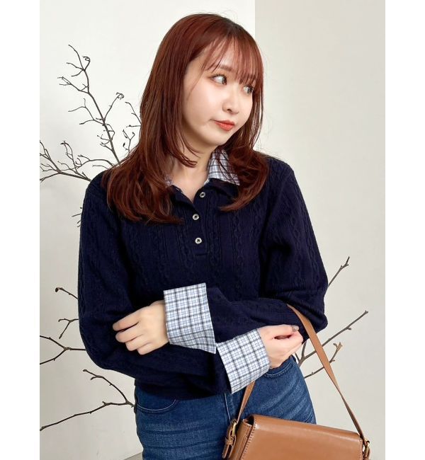 dazzlin「ダブルカラーケーブルレイヤードニット」|ニット・セーター|