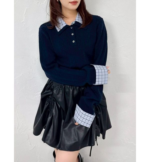 dazzlin「ダブルカラーケーブルレイヤードニット」|ニット・セーター|ネイビー