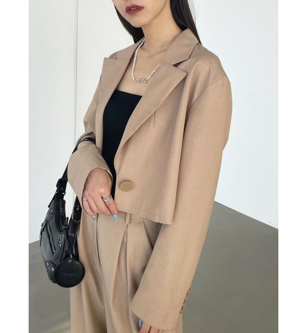 EMODA「クロップドスーツジャケット」|テーラードジャケット|ベージュ